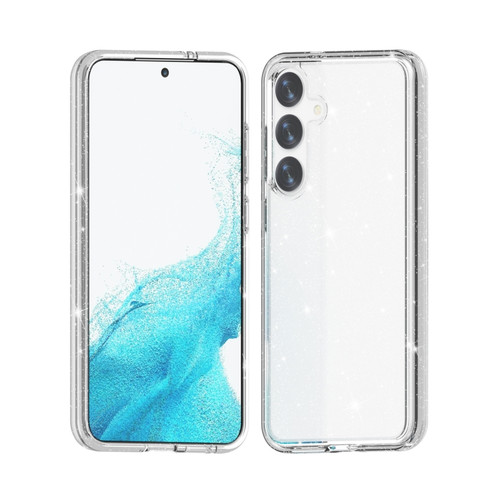 Samsung Galaxy S24 5G Shockproof Terminator Glitter Powder Phone Case - White