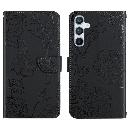 Samsung Galaxy S24 5G Skin Feel Butterfly Embossed Flip Leather Phone Case - Black