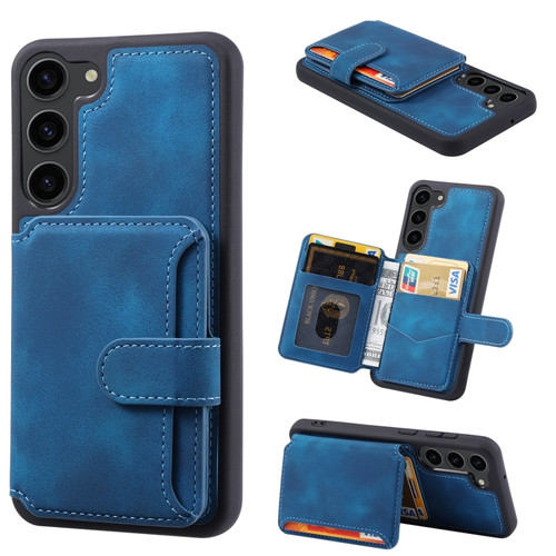 Samsung Galaxy S24 5G Skin Feel Dream RFID Anti-theft PU Card Bag Phone Case - Peacock Blue