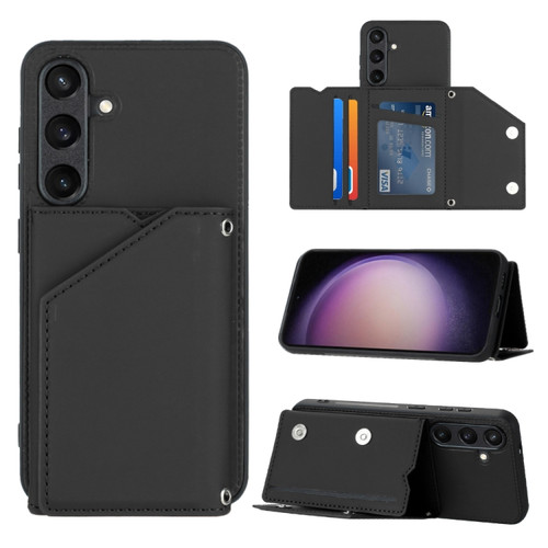 Samsung Galaxy S24 5G Skin Feel PU + TPU + PC Card Slots Phone Case - Black
