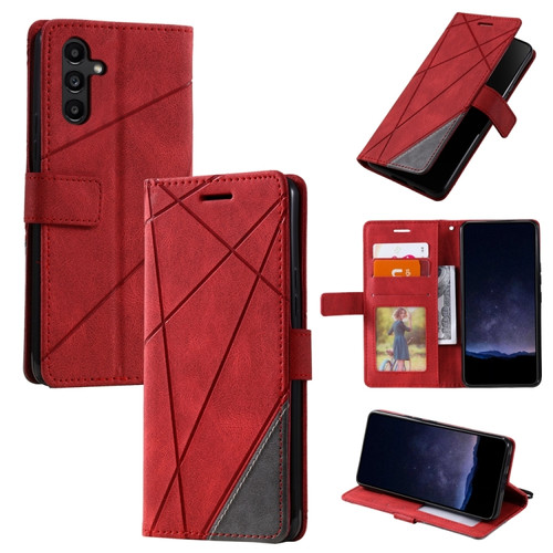 Samsung Galaxy S24 5G Skin Feel Splicing Horizontal Flip Leather Phone Case - Red