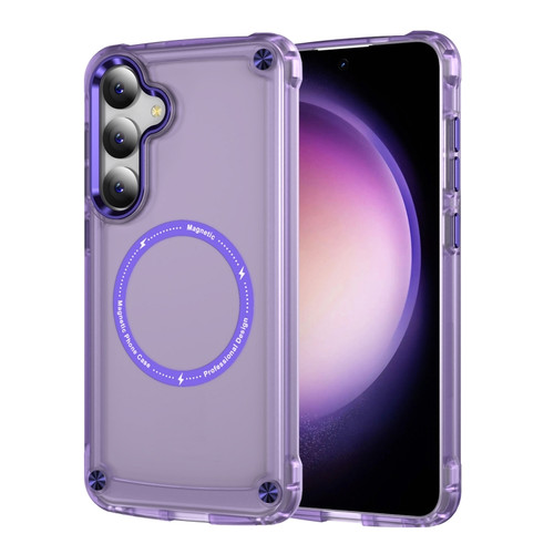 Samsung Galaxy S24 5G Skin Feel TPU + PC MagSafe Magnetic Phone Case - Transparent Purple