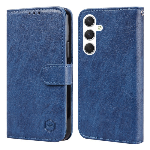 Samsung Galaxy S24 5G Skin Feeling Oil Leather Texture PU + TPU Phone Case - Dark Blue