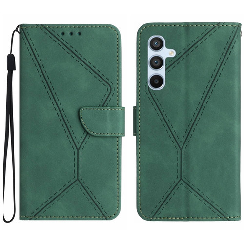 Samsung Galaxy S24 5G Stitching Embossed Leather Phone Case - Green