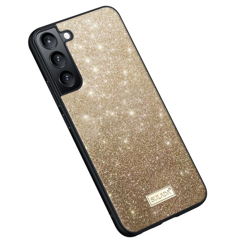 Samsung Galaxy S24 5G SULADA Glittery TPU + Handmade Leather Phone Case - Gold