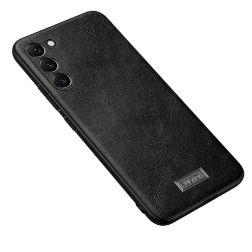 Samsung Galaxy S24 5G SULADA Shockproof TPU + Handmade Leather Phone Case - Black