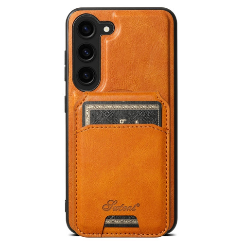 Samsung Galaxy S24 5G Suteni H15 MagSafe Oil Eax Leather Detachable Wallet Back Phone Case - Khaki