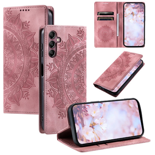 Samsung Galaxy S24 5G Totem Embossed Magnetic Leather Phone Case - Rose Gold