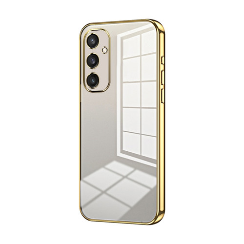 Samsung Galaxy S24 5G Transparent Plating Fine Hole Phone Case - Gold