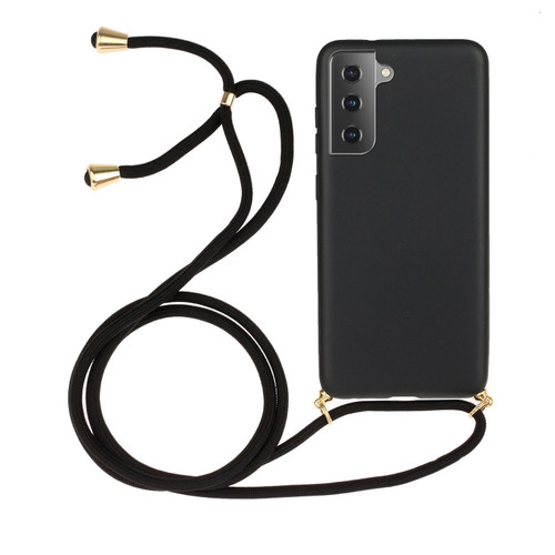 Samsung Galaxy S24 5G Wheat Straw Material + TPU Phone Case with Lanyard - Black