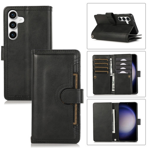Samsung Galaxy S24 5G Wristband Card Slot Leather Phone Case - Black
