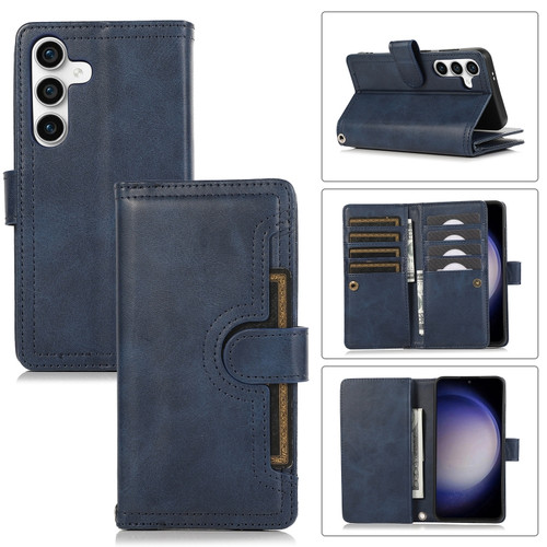 Samsung Galaxy S24 5G Wristband Card Slot Leather Phone Case - Blue