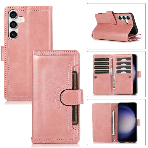 Samsung Galaxy S24 5G Wristband Card Slot Leather Phone Case - Rose Gold