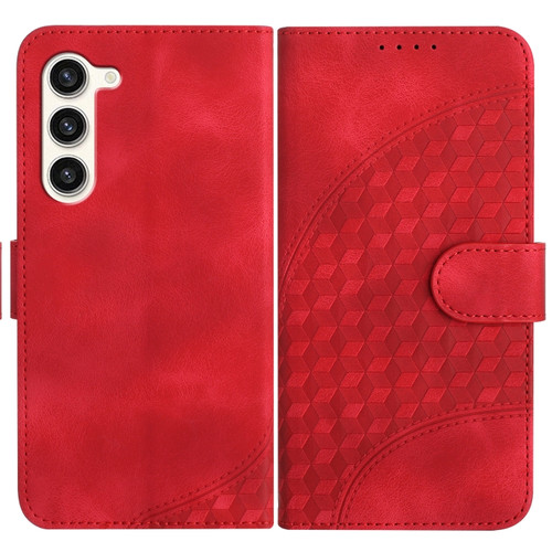 Samsung Galaxy S24 5G YX0060 Elephant Head Embossed Phone Leather Case with Lanyard - Red