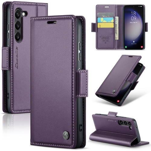 Samsung Galaxy S24 CaseMe 023 Butterfly Buckle Litchi Texture RFID Anti-theft Leather Phone Case - Pearly Purple