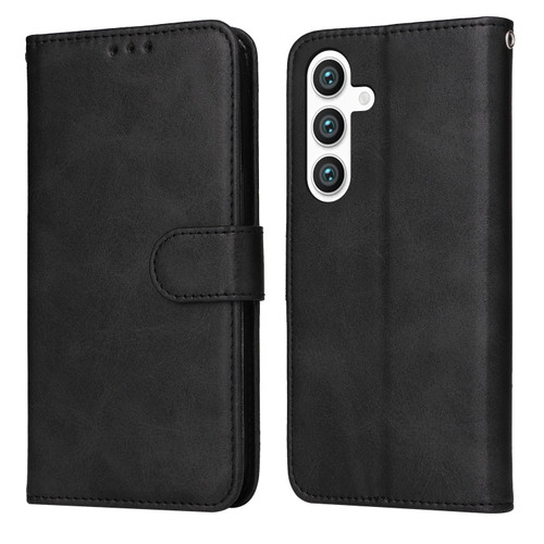 Samsung Galaxy S24 Classic Calf Texture Flip Leather Phone Case - Black