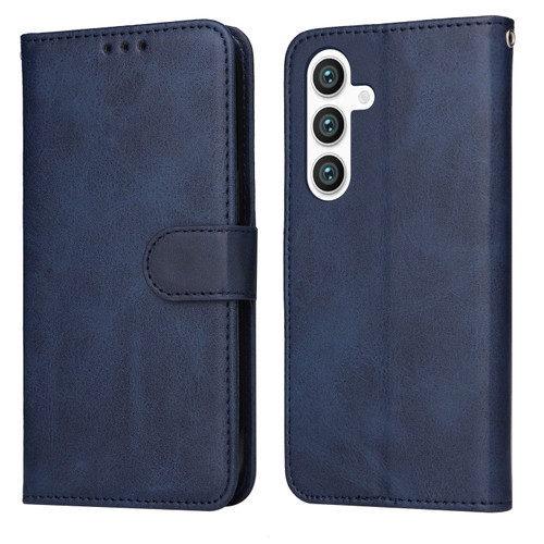 Samsung Galaxy S24 Classic Calf Texture Flip Leather Phone Case - Blue