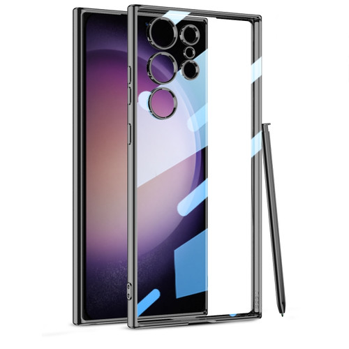 Samsung Galaxy S24 GKK Plating Transparent TPU Phone Case, Without pen - Black