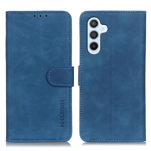 Samsung Galaxy S24 KHAZNEH Retro Texture Horizontal Flip Leather Phone Case - Blue