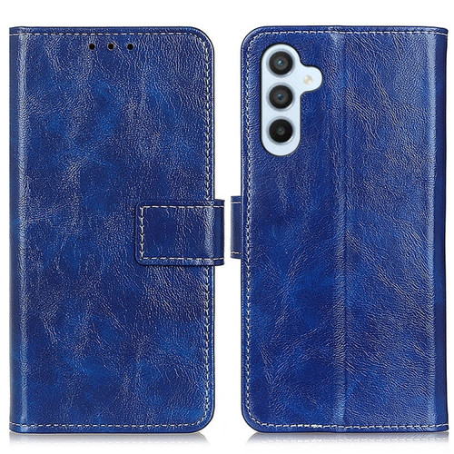 Samsung Galaxy S24 Retro Crazy Horse Texture Leather Phone Case - Blue