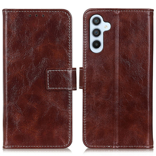 Samsung Galaxy S24 Retro Crazy Horse Texture Leather Phone Case - Brown