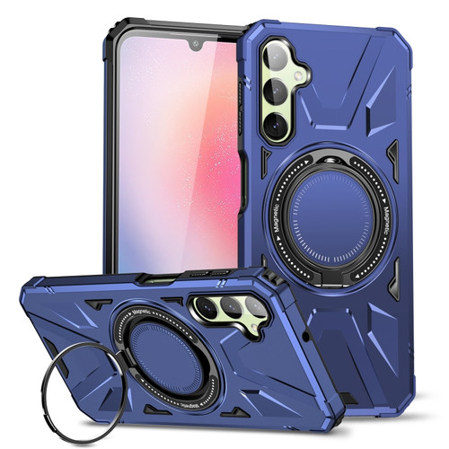 Samsung Galaxy A14 4G/5G MagSafe Magnetic Shockproof Phone Case with Ring Holder - Navy Blue