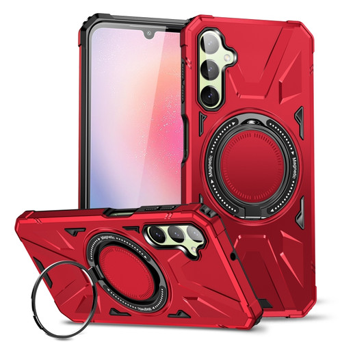 Samsung Galaxy A14 4G/5G MagSafe Magnetic Shockproof Phone Case with Ring Holder - Red