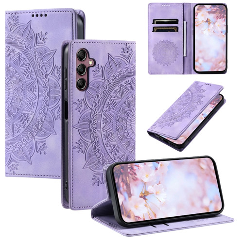 Samsung Galaxy A14 5G / 4G Totem Embossed Magnetic Leather Phone Case - Purple