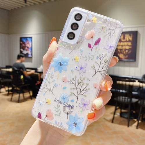 Samsung Galaxy A14 5G Fresh Small Floral Epoxy TPU Phone Case - D05 Blue Floral