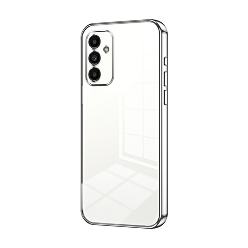 Samsung Galaxy A14 5G Transparent Plating Fine Hole Phone Case - Silver