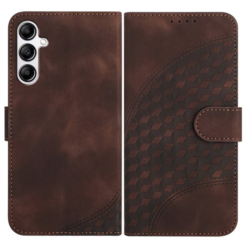 Samsung Galaxy A14 5G YX0060 Elephant Head Embossed Phone Leather Case with Lanyard - Coffee