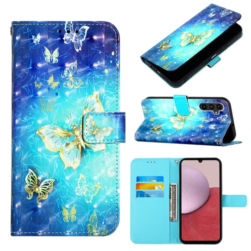 Samsung Galaxy A25 5G 3D Painting Horizontal Flip Leather Phone Case - Golden Butterfly