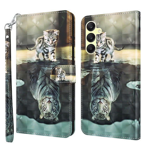 Samsung Galaxy A25 5G 3D Painting Pattern Flip Leather Phone Case - Cat Tiger