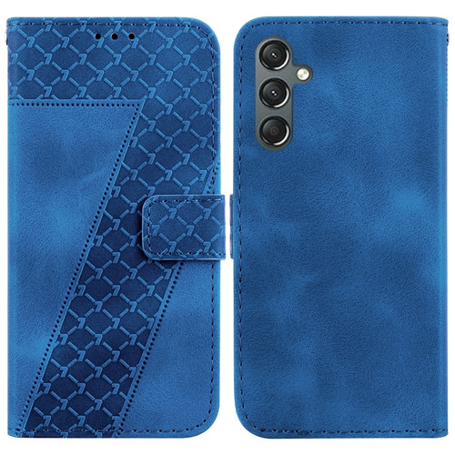 Samsung Galaxy A25 5G 7-shaped Embossed Leather Phone Case - Blue