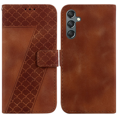 Samsung Galaxy A25 5G 7-shaped Embossed Leather Phone Case - Brown