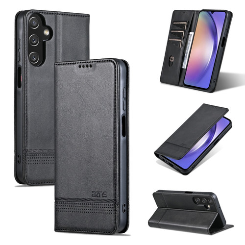 Samsung Galaxy A25 5G AZNS Magnetic Calf Texture Flip Leather Phone Case - Black