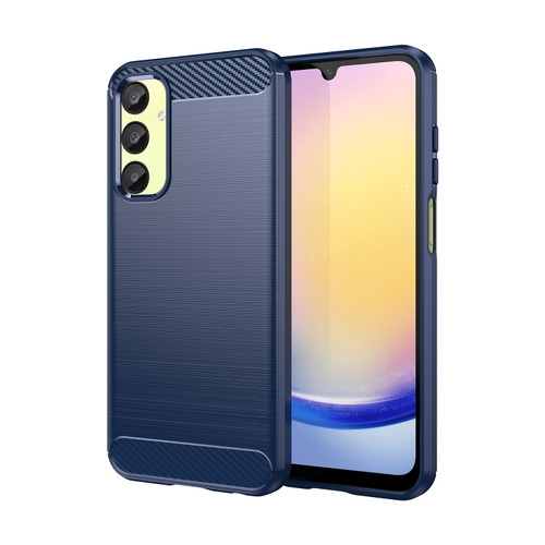 Samsung Galaxy A25 5G Brushed Texture Carbon Fiber TPU Phone Case - Blue