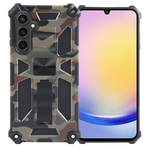 Samsung Galaxy A25 5G Camouflage Armor Kickstand TPU + PC Magnetic Phone Case - Army Green Samsung Galaxy A25 5G Camouflage Armor Kickstand TPU + PC Magnetic Phone Case - Army Green