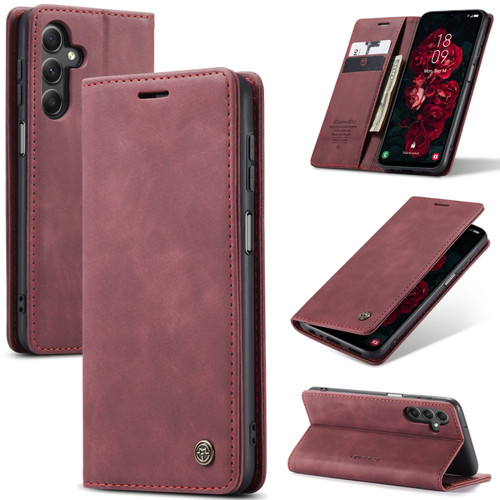 Samsung Galaxy A25 5G CaseMe 013 Multifunctional Horizontal Flip Leather Phone Case - Wine Red