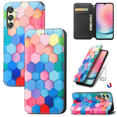 Samsung Galaxy A25 5G CaseNeo Colorful Magnetic Leather Phone Case - Colorful Cube