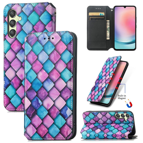 Samsung Galaxy A25 5G CaseNeo Colorful Magnetic Leather Phone Case - Purple Scales