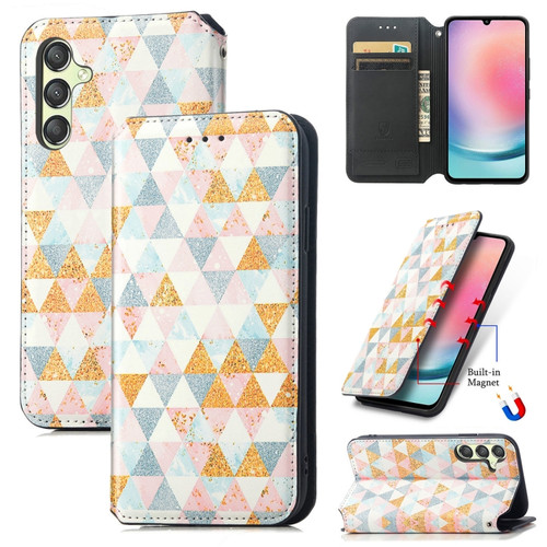 Samsung Galaxy A25 5G CaseNeo Colorful Magnetic Leather Phone Case - Rhombus