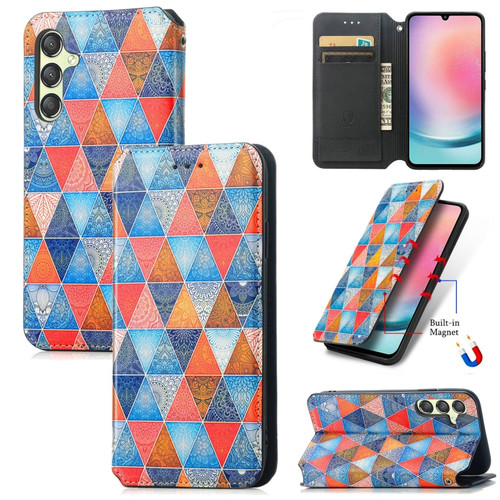 Samsung Galaxy A25 5G CaseNeo Colorful Magnetic Leather Phone Case - Rhombus Mandala