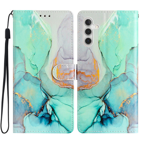 Samsung Galaxy A25 5G Colored Drawing Leather Phone Case - Green Marble