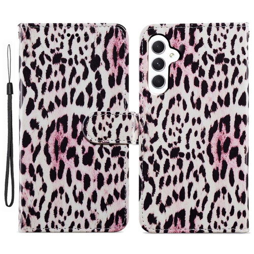 Samsung Galaxy A25 5G Colored Drawing Leather Phone Case - Leopard