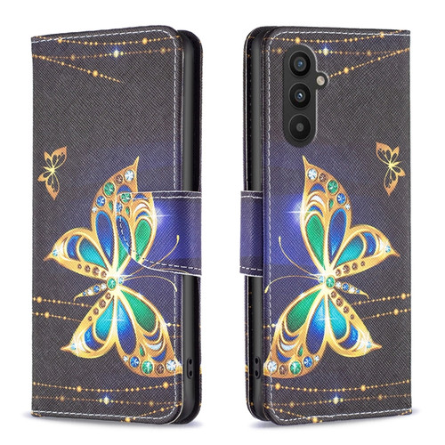 Samsung Galaxy A25 5G Colored Drawing Pattern Leather Phone Case - Big Butterfly