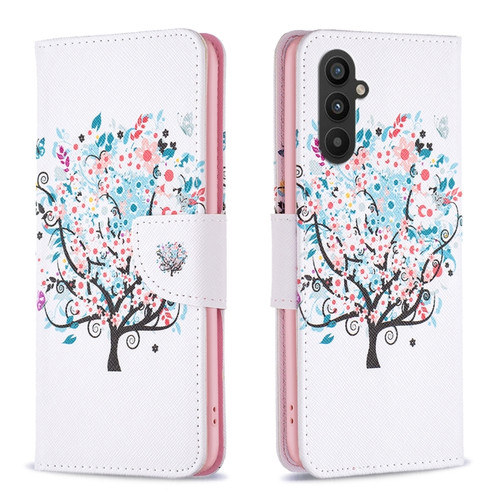 Samsung Galaxy A25 5G Colored Drawing Pattern Leather Phone Case - Tree