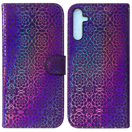 Samsung Galaxy A25 5G Colorful Magnetic Buckle Leather Phone Case - Purple