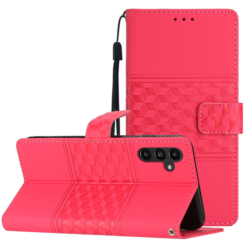 Samsung Galaxy A25 5G Diamond Embossed Skin Feel Leather Phone Case - Red