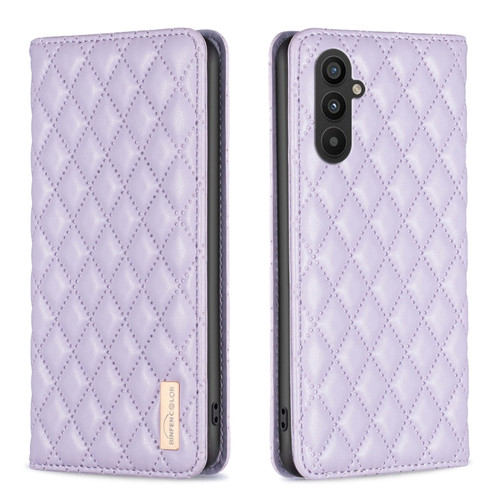 Samsung Galaxy A25 5G Diamond Lattice Magnetic Leather Flip Phone Case - Purple